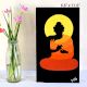 Meditating Buddha Illustration Acrylic on Wooden Panel by Artist Dimpana | 6.6 x 11.6 Inches