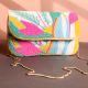 Tropical Vibes Hand-Beaded Sling Clutch with Gold Chain Strap | Multicolor Statement Bag