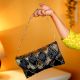 Midnight Glam Black & Gold Beaded Clutch with Scallop Detailing and Chain Strap | Elegant Party Sling Bag