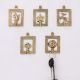 Golden Brass Framed Design Single Wall Hooks- Pack of 5
