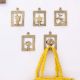Golden Brass Framed Design Single Wall Hooks- Pack of 5