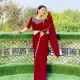 Red Crepe Georgette Bollywood Saree with Lace Border