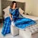 Blue Bridal Organza Silk Saree with Zari Border