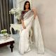 White Bridal Organza Silk Saree with Silver Border