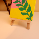 Bold Green Leaf Art on Yellow Pink Canvas