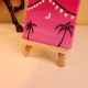 Mini Palm Tree Canvas with Pink Sunset Lights