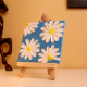 Mini Daisy Canvas Art with Blue Background Texture