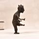 Vintage Naga Art Brass Statue of Man Playing Drum for Decor
