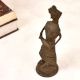 Vintage Brass Statue of Lady Figure Playing Drum in Dhokra Art