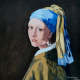 A Girl with a Pearl Earring â€“ Acrylic on Canvas by Artist B. Manikanta