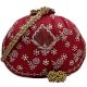 Handmade Red Chikankari Silk Round Potli Bag for Women