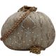 Beige Color Chikankari Silk Round Potli Bag