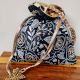 Elegant Black Chikankari Tussar Silk Potli Bag