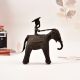 Tribal Art Handcrafted Brass Elephant with Rider in Vintage Finish