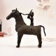 Gond Art Brass Statue of Horse with Rider in Vintage Finish