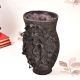 Tribal Art Brass Flower Pot with Engraving in Dark Finish