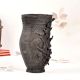 Tribal Art Brass Flower Pot with Engraving in Dark Finish