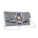 Handmade Cotton Beaded Clutch Bag with White and Brown Detailing