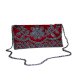 Handmade Velvet Beaded Clutch Bag with Chain Strap in Red Floral Design