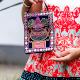 Cotton Mirror Work Hand Bag with Colorful Embroidery and Beaded Chain