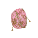 Handmade Pink Cotton Potli Bag with Beadwork and Gold Embroidery