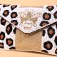 Hand-Beaded Bee Motif Clutch with Leopard Pattern & Gold Chain Strap