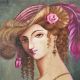 Victorian Lady with Fan Acrylic on Canvas Painting