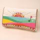 Hand-Beaded Sunrise Landscape Clutch with Vibrant Colors | Party Sling Bag