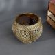 Handcrafted Odisha Brass Measuring Pot in Intricate Lattice Design for Ethnic Decor
