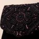 Midnight Blossom Beaded Velvet Clutch with Chain Sling