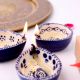 Designer Ceramic Blue and White Diwali Diya For Temple Decoration-Pack of 3