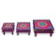 Handicraft Wooden Chourang Pooja Chowki in Purple and Pink