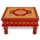 Handicraft Wooden Chourang Pooja Chowki Red and Yellow