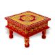 Handicraft Wooden Chourang Pooja Chowki Red and Yellow