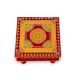 Handicraft Wooden Chourang Pooja Chowki Red and Yellow
