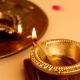 Round Handmade Brass Golden Diwali Diya For Temple Decor