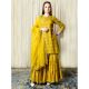 Yellow Short kurta with Tiered Sharara Set