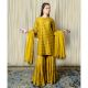 Yellow Short kurta with Tiered Sharara Set