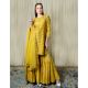 Yellow Short kurta with Tiered Sharara Set