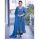 Blue Gathered Anarkali Set with Hand Embroidery