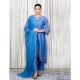 Blue A line Kurta Set with Hand Embroidery
