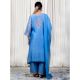 Blue A line Kurta Set with Hand Embroidery