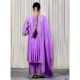 Purple Gathered Kurta Set with Hand Embroidery