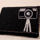 Glamour Lens Beaded Clutch with Camera Motif and Chain Strap