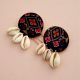 Blue And Red Printed Shells Stud Earrings