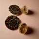 Dark Green Printed Earrings With Golden Bottom