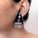 Black And Silver Mirror Triangular Studs Earrings For Women