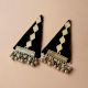 Black And Silver Mirror Triangular Studs Earrings For Women
