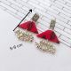 Red Printed Swan And Silver Ghungroo Earrings