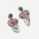 Lotus Floral Printed With Silver Chain Earrings For Women